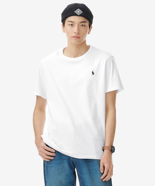 폴로 랄프 로렌(Polo Ralph Lauren) 커스텀 슬림 핏 코튼 티셔츠 - 화이트 - 119,000 | 무신사 스토어