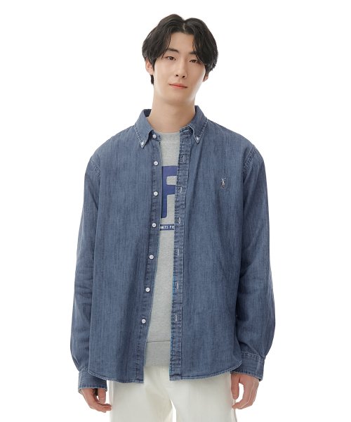 폴로 랄프 로렌(POLO RALPH LAUREN) 슬림 핏 데님 셔츠 - 네이비 - 사이즈 & 후기 | 무신사