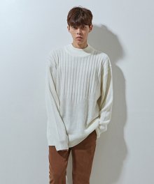 527 half neck over knit white