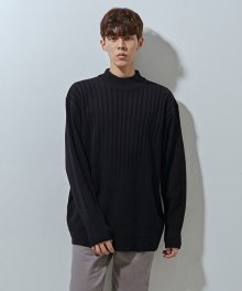 527 half neck over knit black