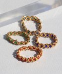 봉보(BONBEAU) Gold daisy color beads Ring 4color 포인트 비즈반지