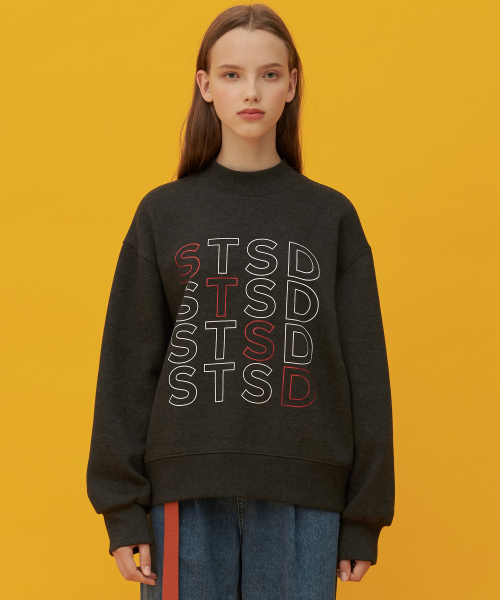 스트리트 스탠다드(streetstandard) STSD LOGO MOCK-NECK SWEATSHIRTS-CHARCOAL GREY