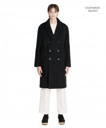 DOUBLE BREASTED ROBE COAT black