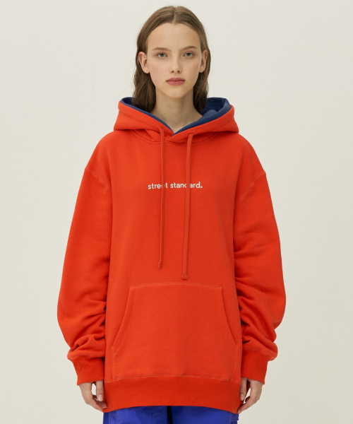 스트리트 스탠다드(streetstandard) DOUBLE HOODED HOODIE-CHERRY TOMATO