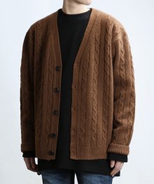 CABLE CASH CARDIGAN (Brown)