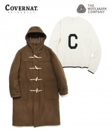 COVERNAT X TWC WOOL DUFFLE COAT / KNIT C LOGO CREWNECK