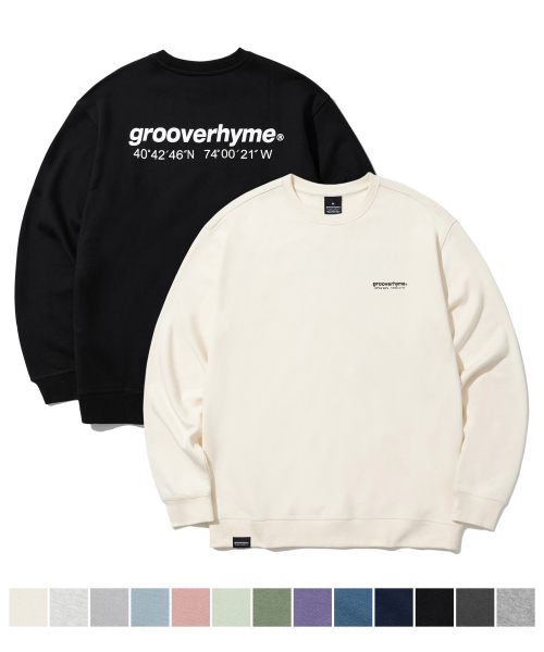그루브라임(grooverhyme) [2PACK] 유니)C/P기모쭈리 - LOCATION 맨투맨(세미오버핏)(15COLOR)[LRAWCTM704M/712M, 304M, GMT501H43]