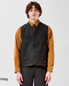 WOOL FLANNEL VEST LIGHT BLACK