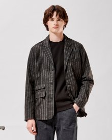 WOOL STRIPE JACKET DARK GRAY