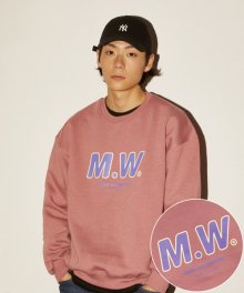 M.W 로고 기모 헤비 스웻셔츠 - 핑크