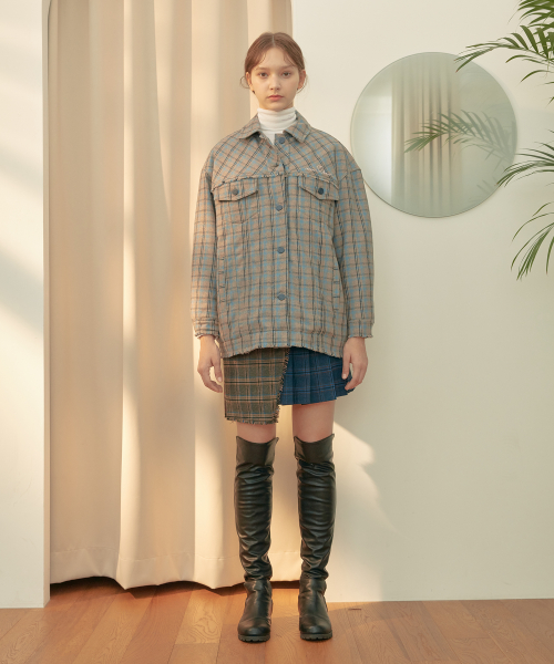 니어앤디어(near8dear) 덤블 라이닝 체크 자켓 [BEIGE]