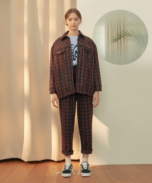 니어앤디어(near8dear) 덤블 라이닝 체크 자켓 [BLACK]