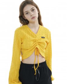 Color knit sring crop_yellow