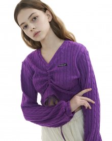 Color knit sring crop_purple