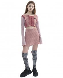 Twist knit A line skirt_pink