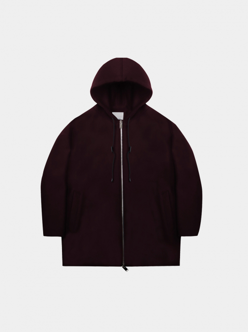 컴스페이스1980(comspace1980) 오버핏 울 후드 점퍼 와인