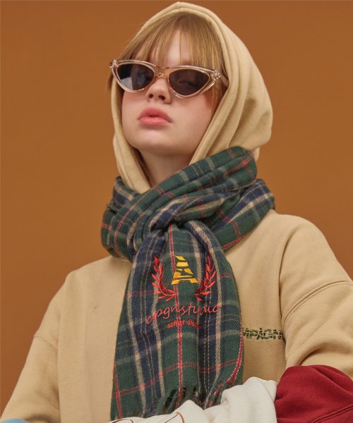 꼼파뇨() 헤리티지 체크 머플러 그린 상품 이미지