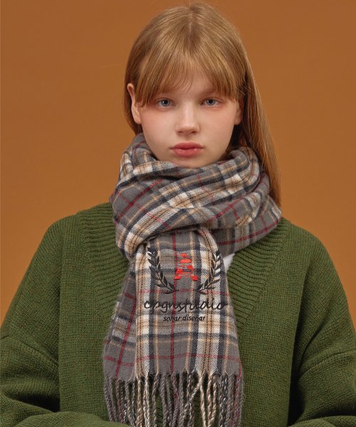 꼼파뇨() 헤리티지 체크 머플러 챠콜 상품 이미지