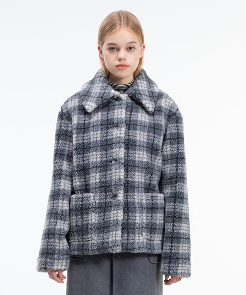 Плюшевая куртка в клетку GREY