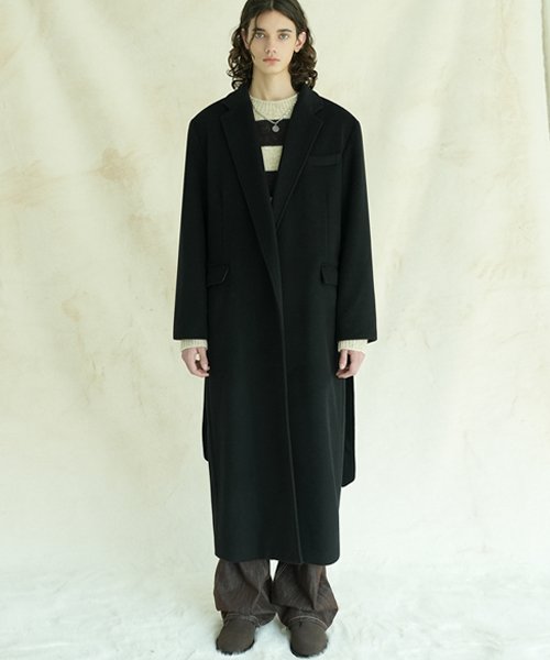 MUSINSA | AVANDRESS Super Long Unisex Modern Wool Robe Coat Black