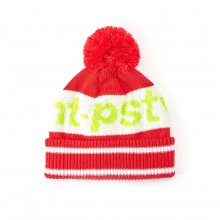 LINE BALL KNIT BEANIE RED