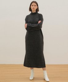 Turtleneck Knit Dress - Charcoal Gray