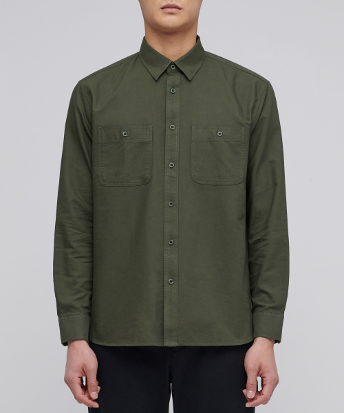 MUSINSA | MUSINSA STANDARD RELAXED FIT OXFORD WORK SHIRT [KHAKI]