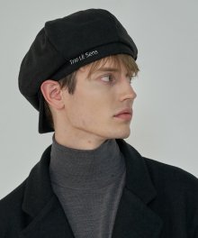 LE WOOL NEWSBOY CAP_BLACK