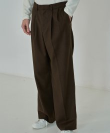 F/W PINTUCK WIDE SLACKS_BROWN