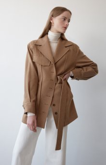 camel belted wool jacket