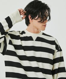 2020 S/S STRIPE OVERFIT SWEATSHIRT(IVORY/BLACK)