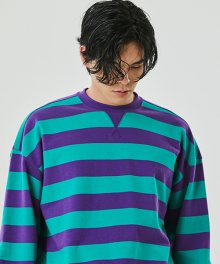 2020 S/S STRIPE OVERFIT SWEATSHIRT(GREEN/PURPLE)