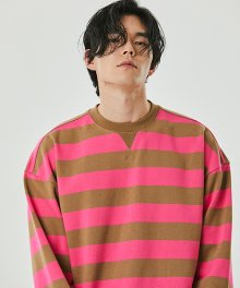 2020 S/S STRIPE OVERFIT SWEATSHIRT(BEIGE/PINK)