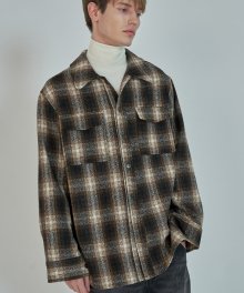 WOOL CHECK OUTER SHIRTS_BRWON