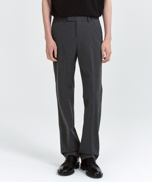 무신사 스탠다드(musinsastandard) 세미 와이드 히든 밴딩 슬랙스 [미디엄 그레이]