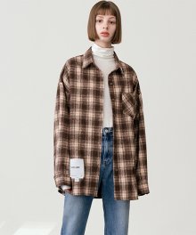 [남/여] Overfit vintage check shirt  2_brown