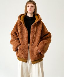 Boa wool zip-up jacket_brown