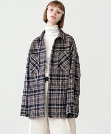 Tweed check shirt jacket 1_wine
