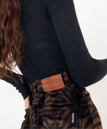 Zebra Print Slit Mini Skirt [BROWN]