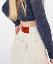 Corduroy Slit Mini Skirt [IVORY]