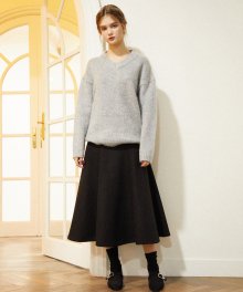 Flare Wool Skirt_Black