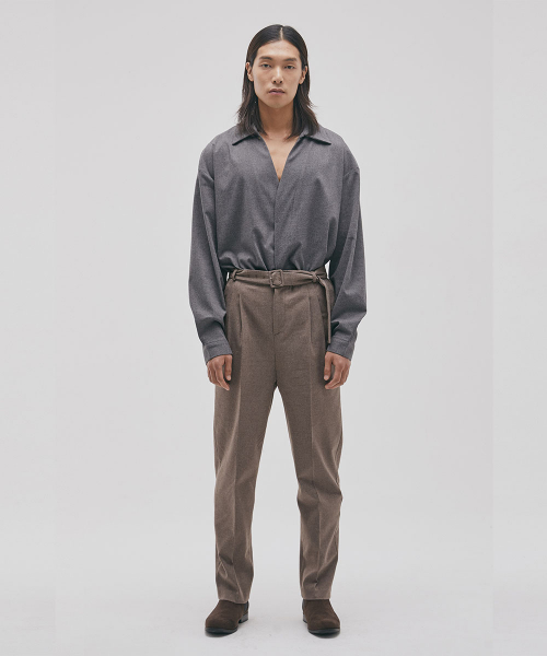 Брюки унисекс с ремнем wide tapered - Brown