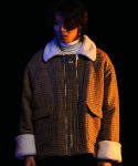 씨오엠이(COME) [UNISEX] Faux Shearling-Lined Wool-Blend Coat (Brown)
