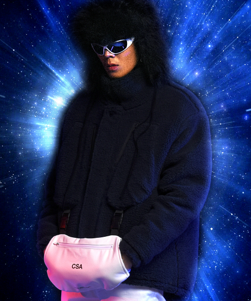 씨오엠이(come) [UNISEX] HAND MUFF Navy Faux-Shearling Jacket (Navy)