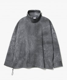 Water Washed High Neck String T-Shirts [Charcoal]
