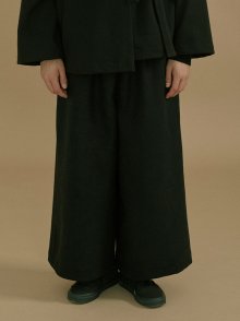 unisex wool wide pants black