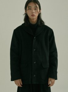 unisex wool round jacket black