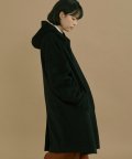 unisex wool hood coat black