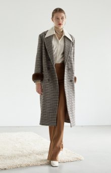 houndstooth check long coat