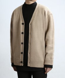 [LAMBS WOOL] SUPPLE CARDIGAN (Muddy Beige)